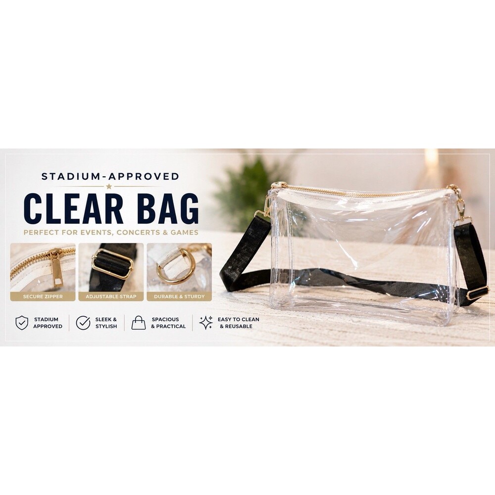 Clear White Crossbody Bag Rectangle Solid Zipper Detachable Strap Gold Hardware